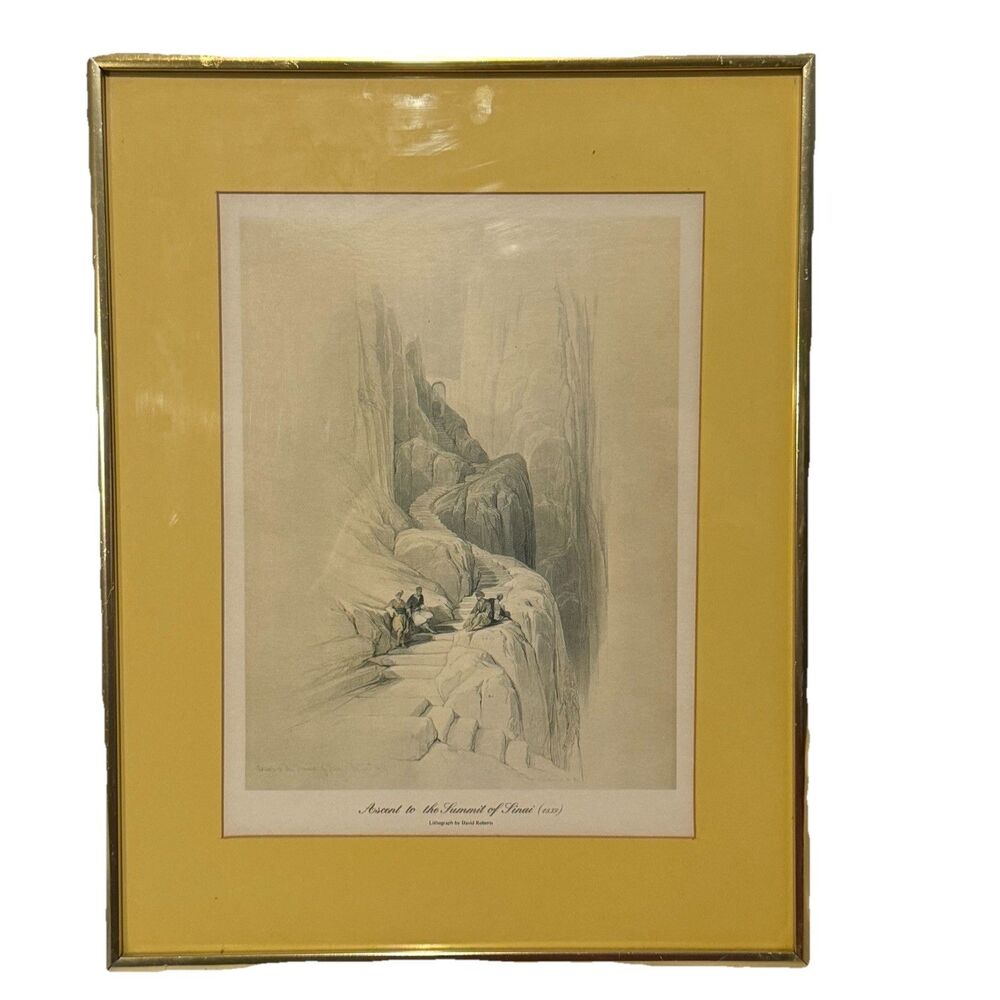1839 Lithograph "Ascent to the Summit of Mt. Sinai" by David Roberts, Frame/Mat
